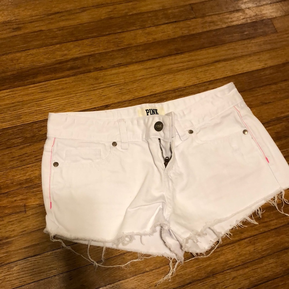 Victoria secret pink white jean shorts